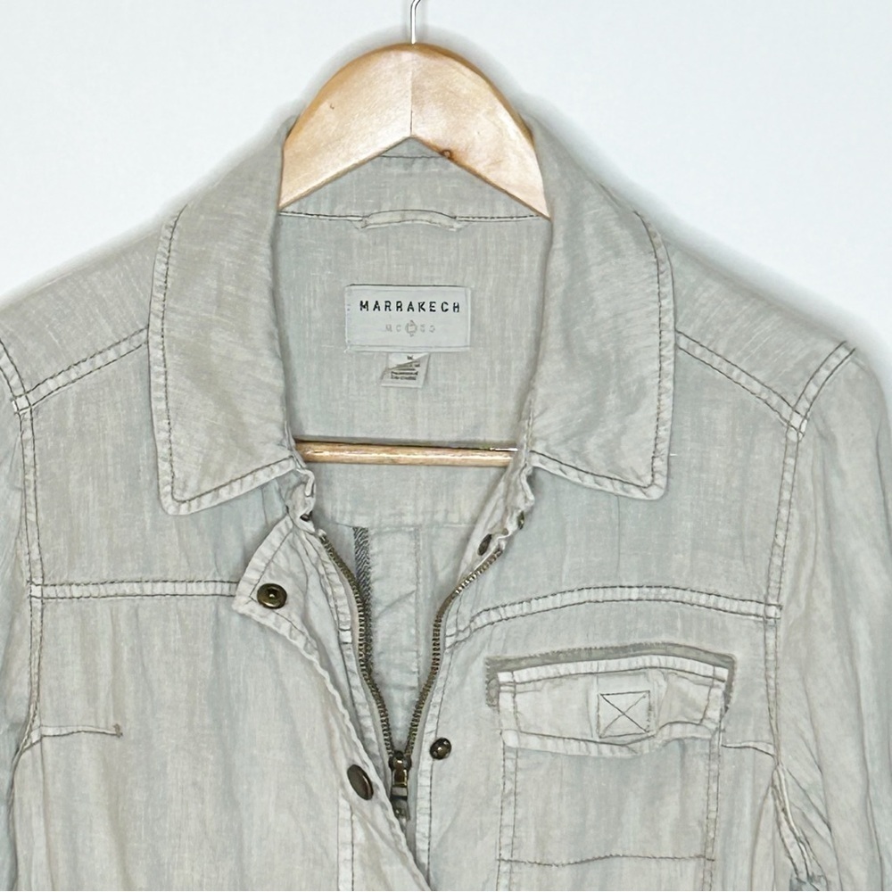 Anthropologie Marrakech Linen Utility Cargo Jacket Medium - Picture 3 of 15